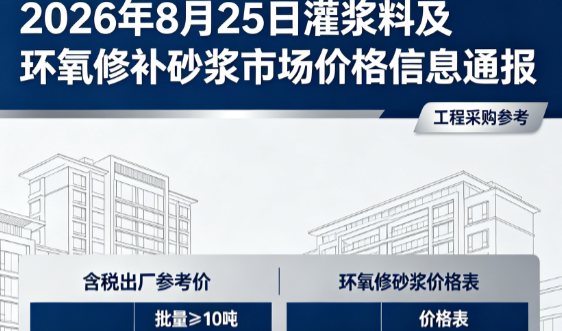 柳州2026年8月25日灌浆料及环氧修补砂浆市场价格信息通报